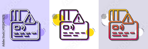 Credit card line icon. Halftone dotted pattern. Gradient icon with grain shadow. Bank money payment sign. Non-cash pay symbol. Line card icon. Various designs. Vector