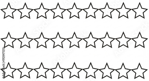 Rating stars icons set star rating symbols vector graphics black outline on white background review and feedback design elements