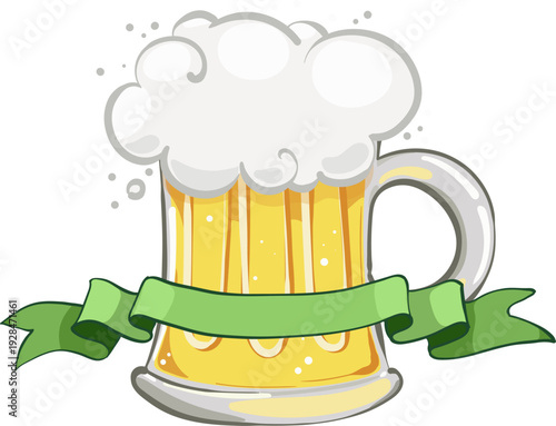 Patrick s day illustration, beer mug, banner. Happy St.Patrick s Day with shamrock clover leaf. Irish bar design