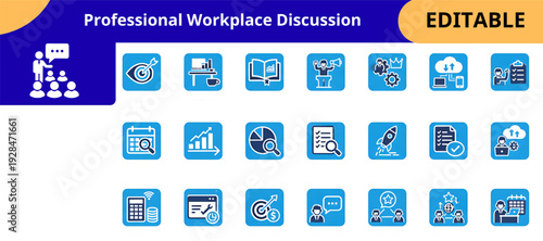 Editable Corporate Business Presentation Header With Management Icons