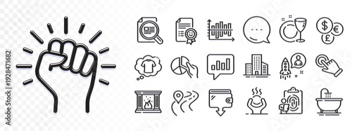 T-shirt, Smile and Analytical chat line icons for web app. Glare of light effect. Message icon. Pack of Check article, Diagram chart, Buildings pictogram icons. Bath, Road, Empower signs. Vector