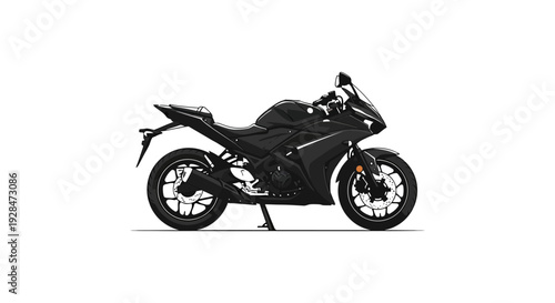 Sleek black sportbike illustration against a plain white background side profile view