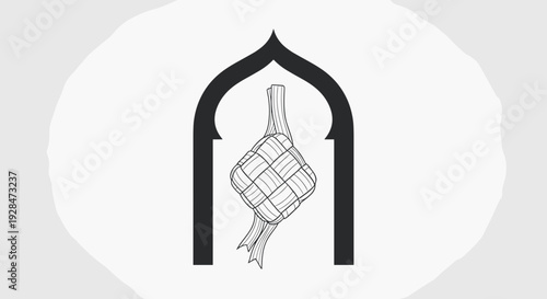 Bottle Illustration Inside Archway Design Element.