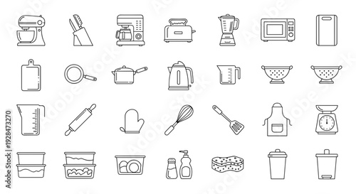 Collection of Kitchen Utensils and Appliances Icons 4.