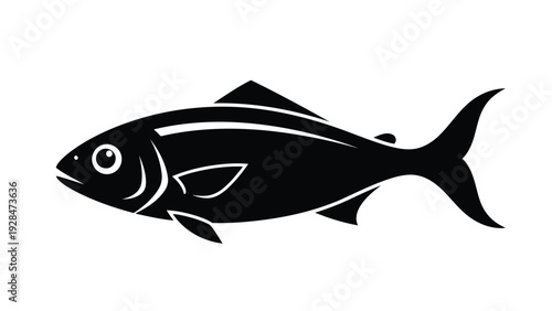Black and white silhouette of a swimming fish with a streamlined body Vector