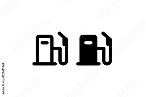 Fuel Gas Pump Outline and Solid Icon
