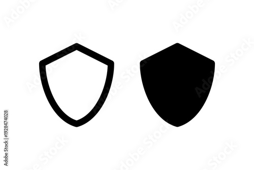 Shield Protection Outline and Solid Icon Set