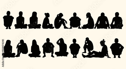 Silhouettes of diverse people in various seated and relaxed poses