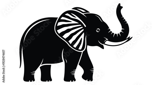 Graceful black and white striped elephant standing against a plain background Vector