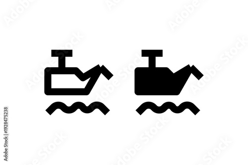 Industrial Ship on Waves Icon Set