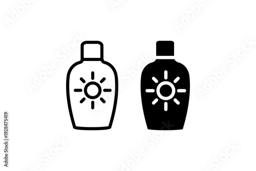 Sunscreen Bottle Icon Outline and Solid