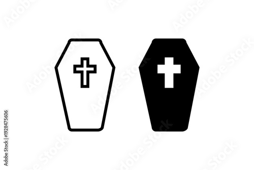 Coffin Icon with Cross Symbol