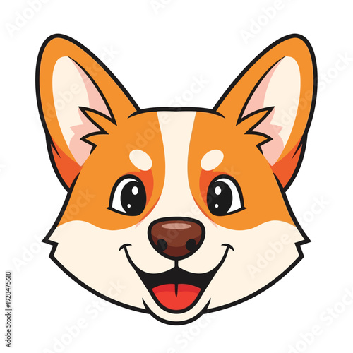 A cheerful cartoon corgi with floppy ears and a bright smile Vector