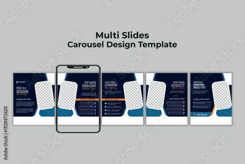 Professional blue corporate business strategy social media carousel design template for marketing