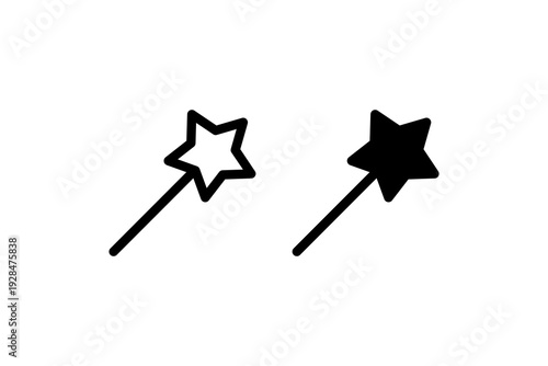 Magic Wand Icon Outline and Solid Set