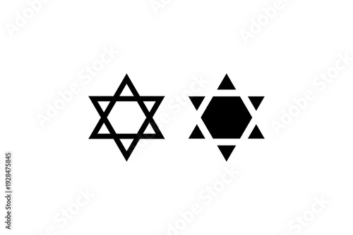 Star of David Icon Outline and Solid Set