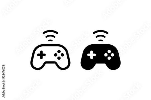 Wireless Game Controller Icon Outline and Solid
