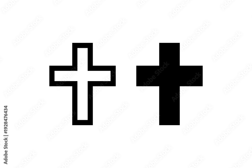 Fototapeta premium Plus Cross Icon Outline and Solid Set