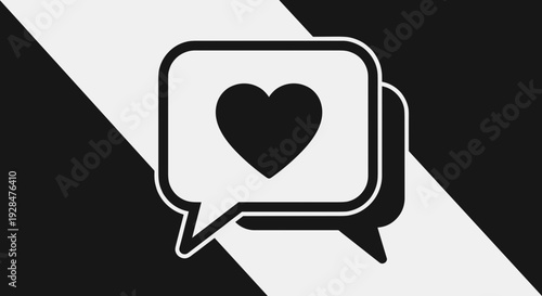 Speech Bubble with Heart Icon Symbol.