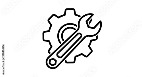 Wrench and Cogwheel Maintenance Repair Icon.