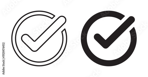 Success check mark icons in circular frames for complete task status