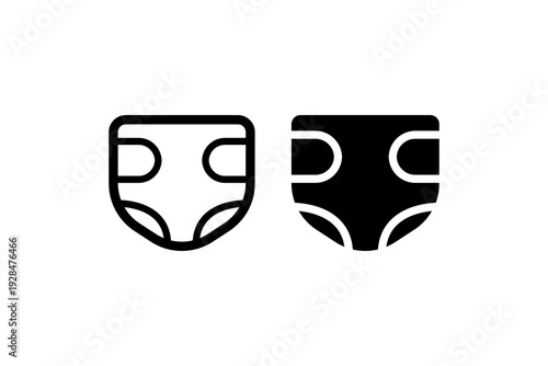 Baby Diaper Icon Outline and Solid Set