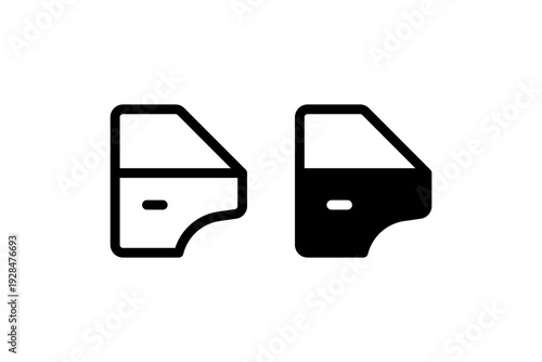 Car Door Icon Outline and Solid Set
