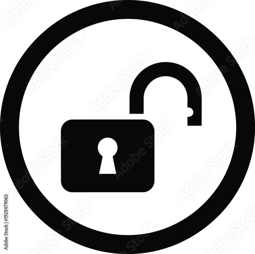 Open padlock icon in a circle represents security and freedom concept wqe (3)