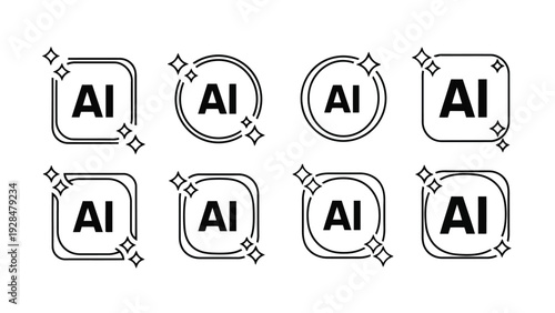 Collection of identical icons featuring a stylized ai symbol with a speech bubble Vector