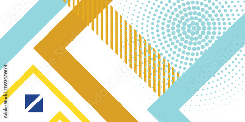 Vector abstract background texture design, bright poster, banner white background, yellow and blue stripes and shapes.