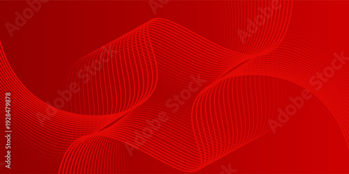 Red Wave Lines Pattern  Background. Technology Banner. Vector Illustration. Abstract Business Wallpaper