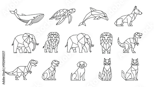 A collection of diverse cartoon animals and human-like characters in various poses Vector