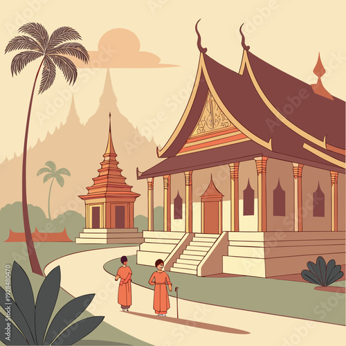 Ancient temples and colonial architecture in Luang Prabang