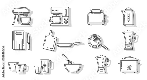 Collection of Kitchen Appliances and Utensils Icons 1.