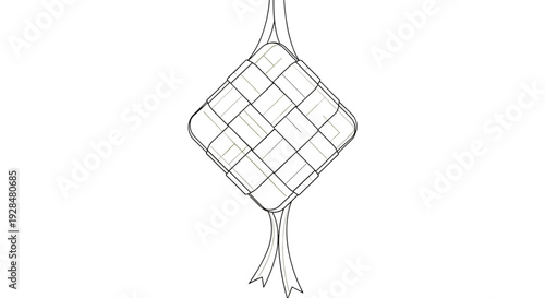 Diamond kite with tail hanging down.