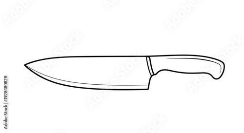 Simple Line Drawing of a Kitchen Knife.