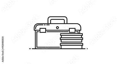 Simple Line Drawing of a Briefcase.