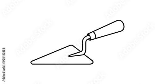 Simple Line Drawing of Trowel Tool.