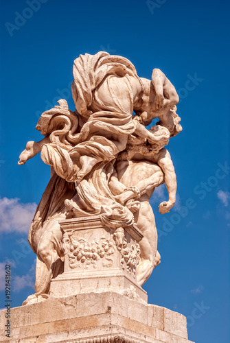 Monumento Nacional a Víctor Manuel II (Vittoriano) o Altar de la Patria y Plaza Venecia en Roma, Italia. Arquitectura y monumentos de Roma. Paisaje urbano de Roma.