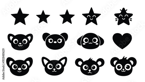 A playful collection of cartoon cats with varying facial expressions and star ratings Vector