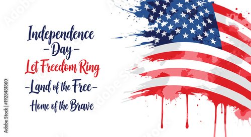 American flag with patriotic text vector