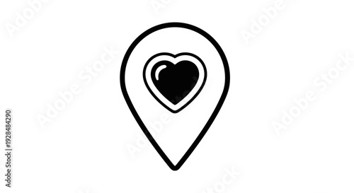 Map Pin with Heart Icon Inside.