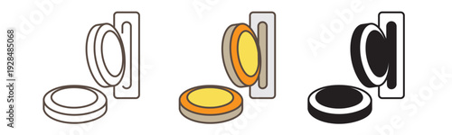 Set of coin icon with slot symbolizing payment for services. Represents coin or token payment, cash-operated systems, and self-service machines. Suitable for vending, parking, laundry, arcade, etc.