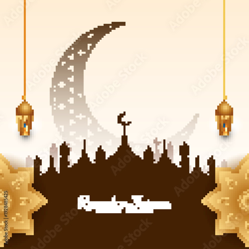 Ramadan Kareem cultural Islamic festival artistic background, Islamic background design 2026, hanging ringtone and Islamic culture included design