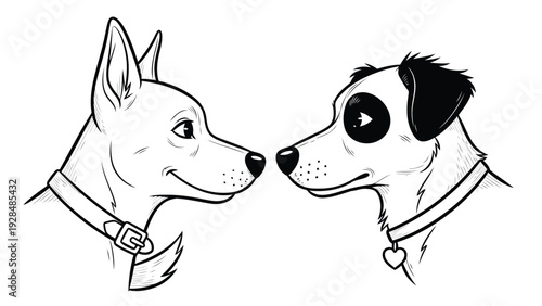 A friendly cartoon dog and dalmatian sharing a playful moment together Vector