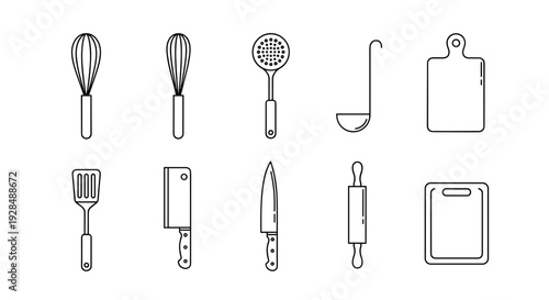 Collection of Kitchen Utensils and Tools.