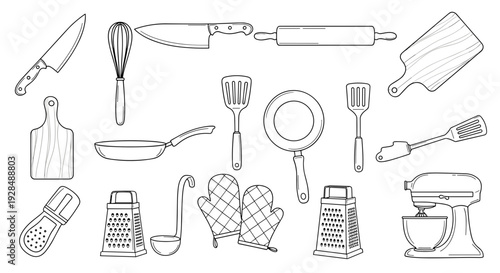 Kitchen Utensils and Appliances Collection Illustration.