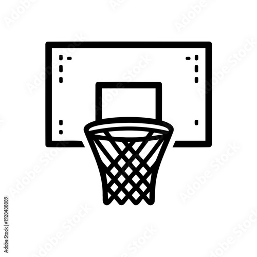 Basketball hoop and backboard in simple line art design  