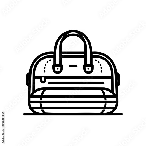 Stylish black duffel bag with handles and zipper detail  