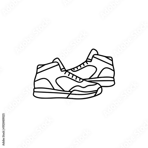 Outline of sports sneakers for athletic or casual footwear design  